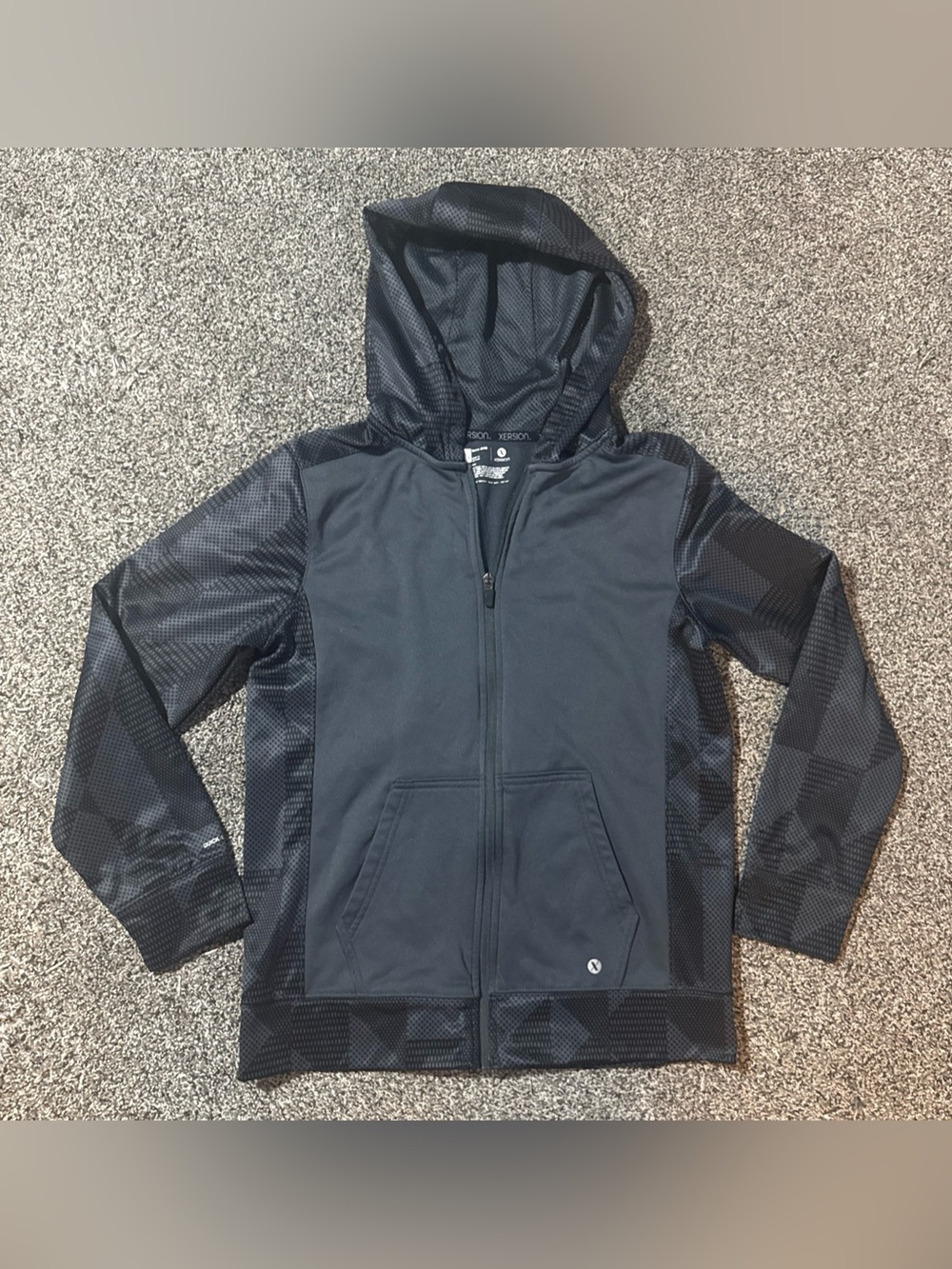 Xersion Athletic Full Zip Hoodie Large 14/16 Multi Pattern Dri Fit
